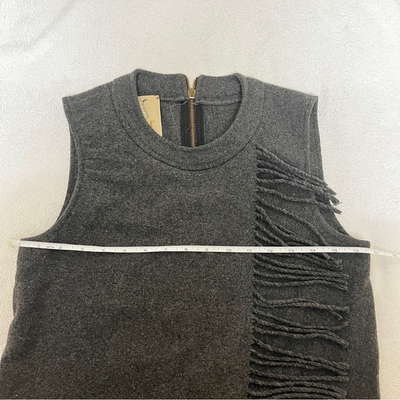 Jo No Fui Wool Blend Sleeveless Tank Dress in Gray With Side Fringe Professional - Picture 7 of 9